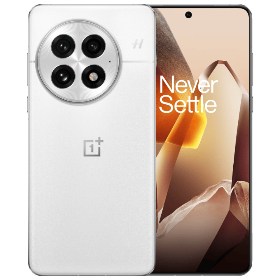 OnePlus smartphone showing front and back on a transparent background