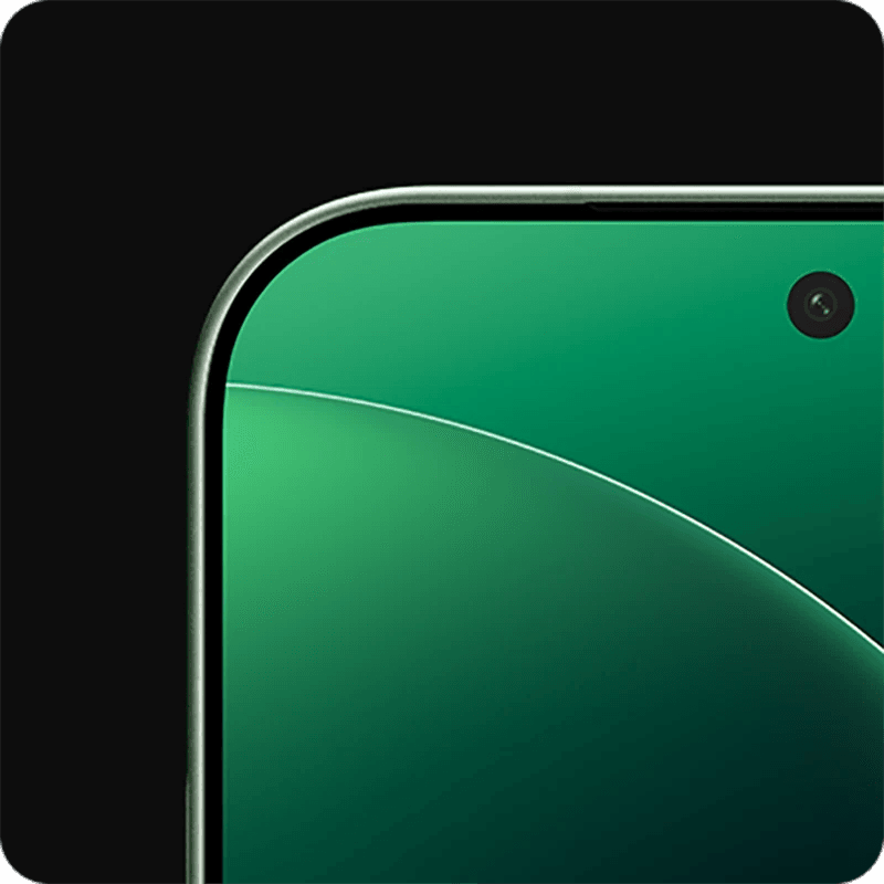 Close-up of a Green Xiaomi 17 Pro smartphone bezel with a black background
