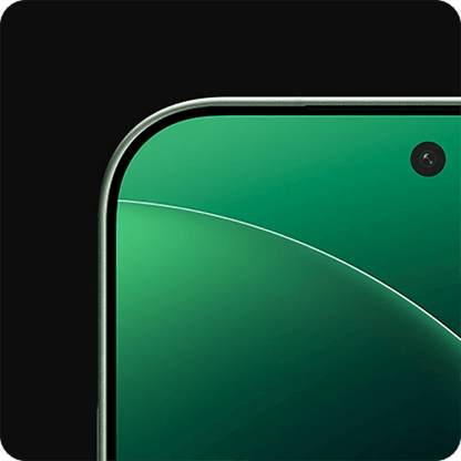 Close-up of a Green Xiaomi 17 Pro smartphone bezel with a black background