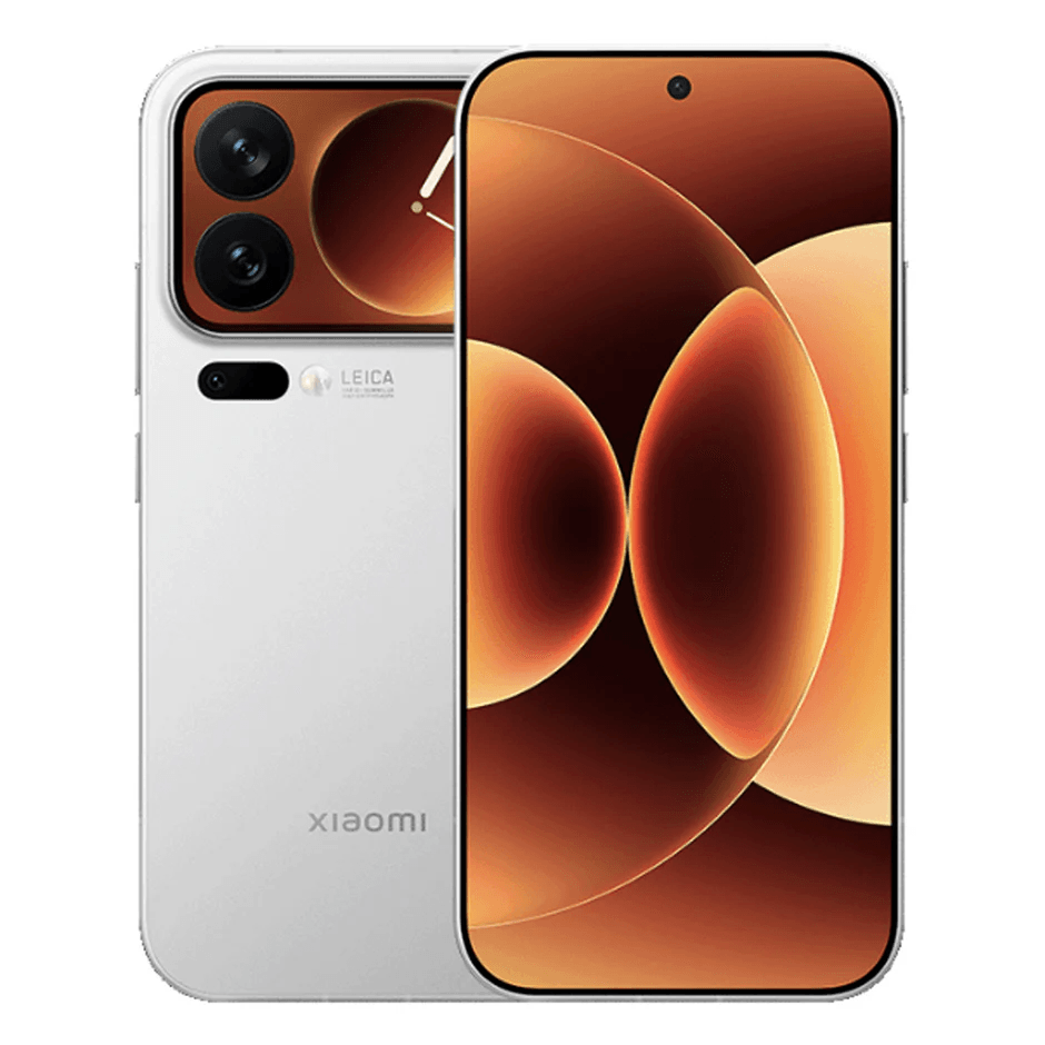 White Xiaomi smartphone showing front and back design on a white background