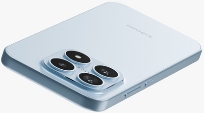 light blue Xiaomi 17 Smartphone rear showing camera lenses with 'Xiaomi' branding on a white background